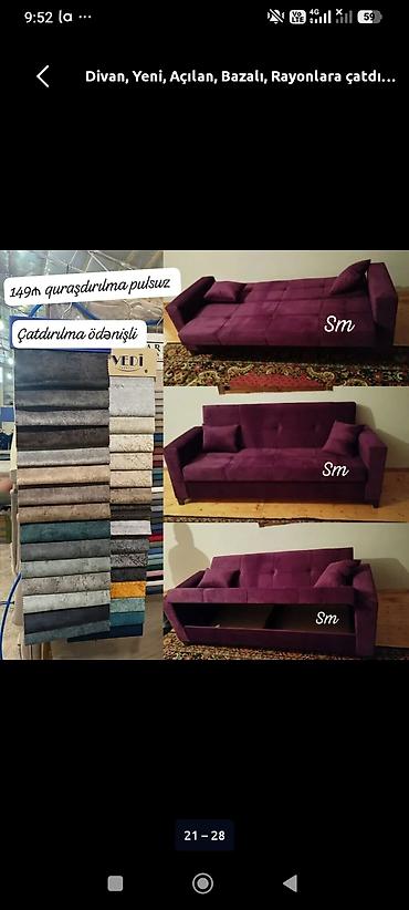 divan olcusu: *Divan 139Azn💥* ✔️Rəng seçimi var ✔️Açılan və Bazalı ✔️ Ölçü 200sm — 1
