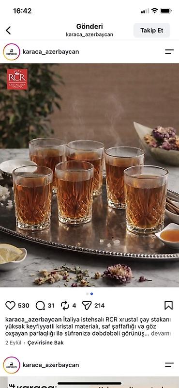 çay servisi: Çay dəsti, Xrustal, 6 nəfərlik, İtaliya — 2