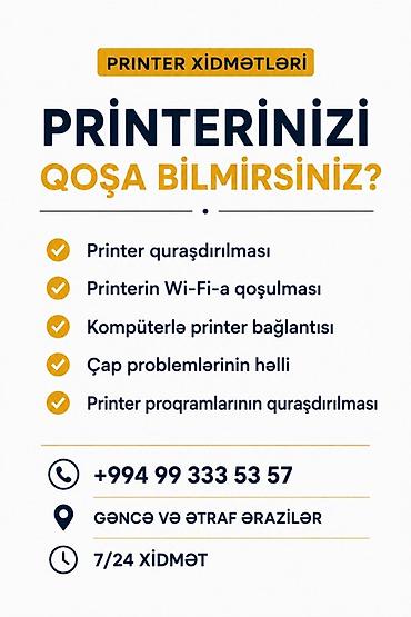 komputer formati qiymeti: Printer xidmətləri – Gəncə və ətraf ərazilər Təklif olunan işlər: - — 1