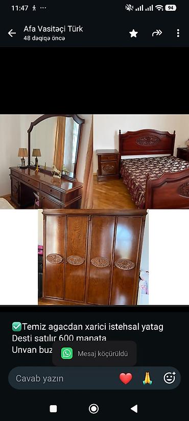 ✅Temiz agacdan xarici istehsal yatag Desti satılır 600 manata Unvan