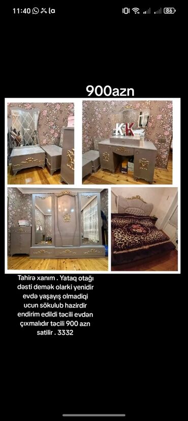 Fiqurlar: Tahirə xanım . Yataq otağı dəsti demək olarki yenidir evdə yaşayış