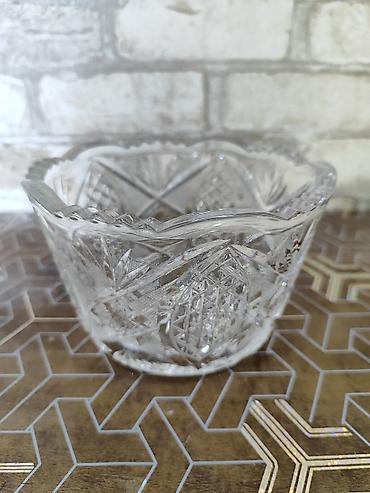 konfet bezekleri: Kəsimli şüşə qab 2 eded 25 m. - Material: şəffaf, ağır şüşə (kristal — 1