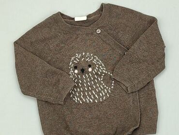 sweterek popielaty bawelna lub wełna ciemny popiel: Sweater, H&M, 3-6 months, condition - Very good