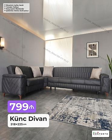yorğa: Künc Divan – 318×225 sm - Qiymət: 799 ₼ (şəkildə göstərilib) - — 1