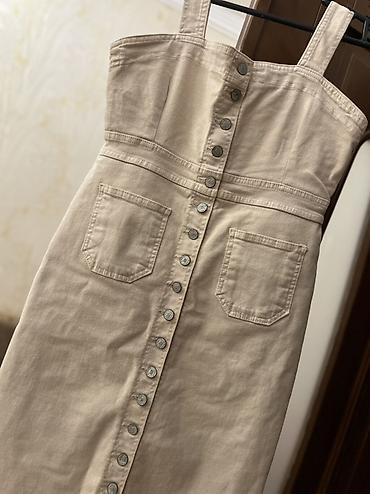 jeans: Bej rəngli daş yuma effektli sarafan/kimono tipli don - Model: qalın — 2