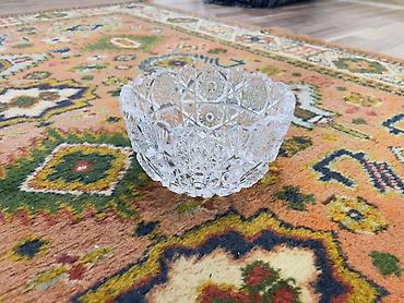 Konfet qabları: Kəsimli şüşə/kristal qab dəsti - 3 ədəd dekorativ şüşə/kristal qab - — 22