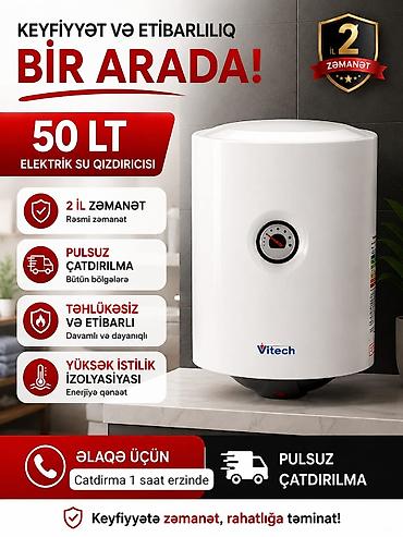 Ariston 50 l, Yeni, Kredit yoxdur, Pulsuz çatdırılma, Rayonlara çatdırılma