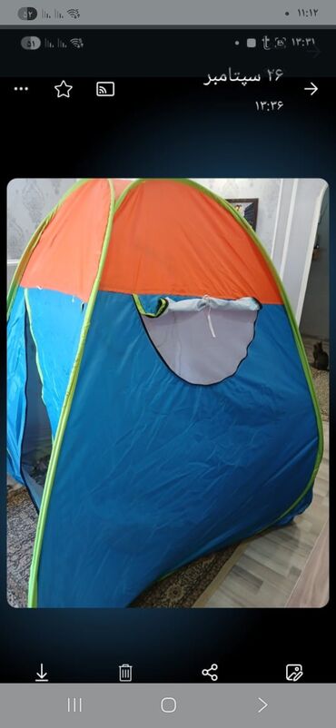 Çadırlar: Pop-up tipiya düşərgə çadırı - Rəng: göy-sitron kənarlı, narıncı — 12