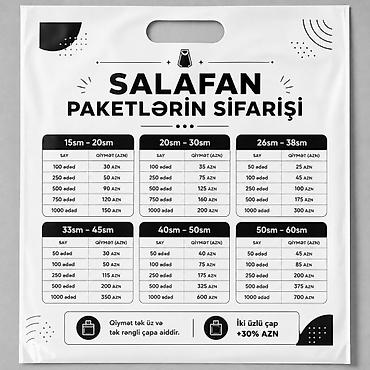Digər biznes avadanlığı: Müxtəlif ölçülərdə polietilen salafan paketlər mövcuddur. 📏 Ölçülər — 2