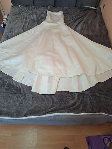 spandex elastin: Elegantna duga haljina u boji slonovače (ivory), klasičnog A-kroja sa — 3