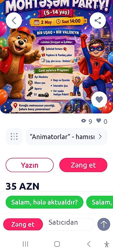 eğlence iş ilanları: Uşaq və ailə tədbirləri üçün əyləncə personajları və şou proqramı - — 7