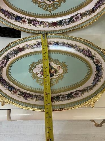 cay qabi: Nəcib dekorlu 2 ədəd oval server qabı dəsti - Material: porselen — 3
