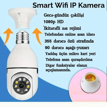 təhlükəsizlik kameralari: Smart Wifi IP kamera. Yenidir. Sağa, sola, aşağı, yuxarı dönür