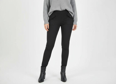 sinsay czarne spodnie z wysokim stanem: Leggings Elegant for women, size S
