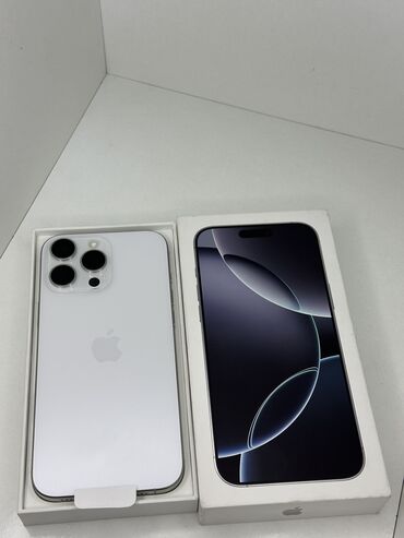 Apple iPhone: IPhone 16 Pro Max, Новый, 256 ГБ, White Titanium, Кабель, Коробка, 100 %