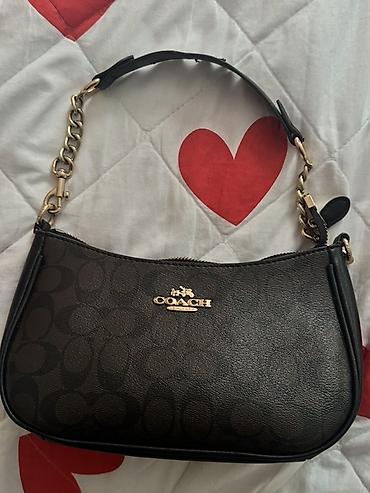 Сумка COACH Signature Jacquard, мини-хобо. - Материал: фирменное