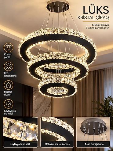 isiq led: Led Çılçıraq, 4 və daha çox lampa, Xrustal — 1