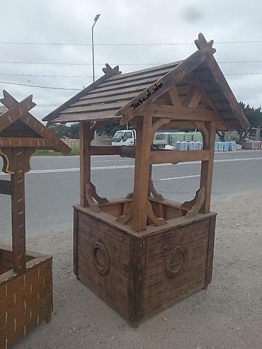 Digər bağ, çöl mebeli: Bağ və həyət üçün dekorativ taxta quyı konstruksiyası Ölçü 100x100 sm — 2