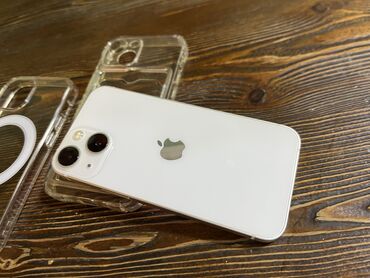 телефоны айфон: IPhone 13 mini, Б/у, 128 ГБ, Белый, Чехол, 100 %