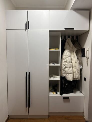 купить шкаф пенал бу: Гарнитур для прихожей, Б/у, Шкаф, МДФ, Самовывоз, цвет - Белый