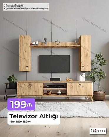 Televizor altlığı və divar modulu dəsti Ölçülər: 40×180×180 sm