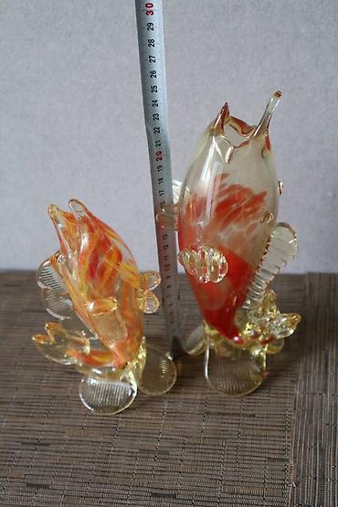 Статуэтки: Винтажные стеклянные рыбки. высота 27 см и 20 см Гутное стекло, СССР — 11