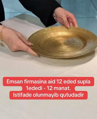 Tort və şiriniyyat qabları: Boşqablar, 12 ədədli dəst, rəng - Qızılı, Türkiyə