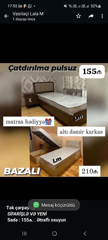 tek salon: *Tək çarpayı*👑 _*SİFARİŞLƏ VƏ YENİ*_ *Sadə : 155₼* — 1