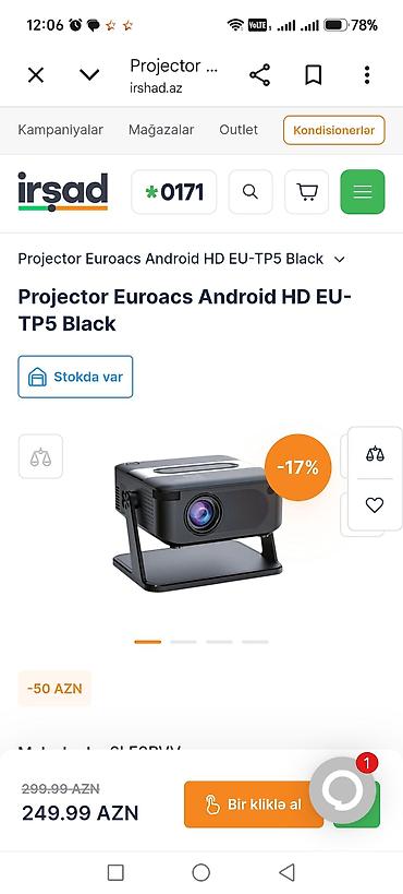 euroacs: Projector Euroacs Android HD EU-TP5 Black - Rəng: Qara - Platforma — 1