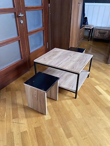 mdf panel: Kvadrat kofe masası və 2 ədəd tabure dəsti - Dizayn: Minimalist və — 9