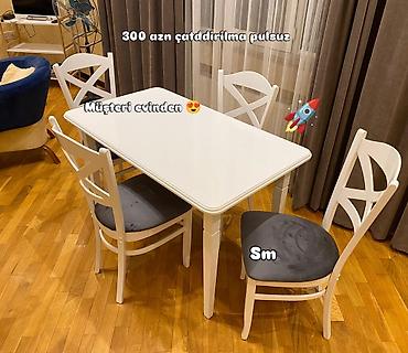 perde yuma: Mətbəx üçün, Yeni, Açılmayan, Dördbucaq masa, 4 stul — 1