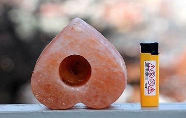 Sveće i svećnjaci: Masivni svećnjak od RUŽIČASTOG KAMENA u obliku Srca. Vintage, izuzetno — 10