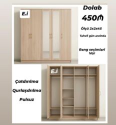 Dolablar: Yeni, 4 qapılı Düz dolab, Şifonyer
