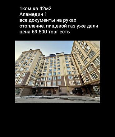 квартира чуй проспект: 1 комната, 42 м², Аламедин-1 мкр Элитка, 6 этаж, Евроремонт — 1