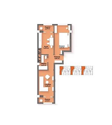 24: 2 комнаты, 65 м², Мед Академия Элитка, 8 этаж, ПСО (под самоотделку) — 2