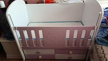 mebel satılır: Uşaq beşiyi və döşək Satlir - Material: MDF/Laminit kombinasiyası, ağ — 4