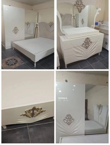 Двуспальная кровать, Шкаф, Трюмо, 2 тумбы, Б/у