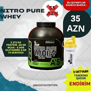 kökəlmək üçün protein: Nitro pure whey 2273 gr + shaker hədiyyə 🧋 supplement facts ● protein