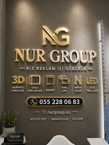 ucuz vizitka capı: NUR GROUP – Biz reklam işi görürük Xidmətlər: - 3D qabarıq hərflər və — 1