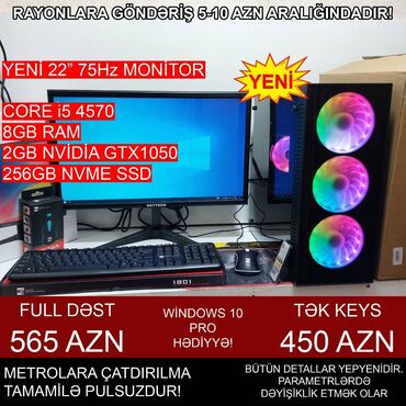 Masaüstü kompüterlər və iş stansiyaları: Oyun üçün Kompüter "RGB Gaming Core i5 4570 GTX1050 2GB 256GB NVME” — 1