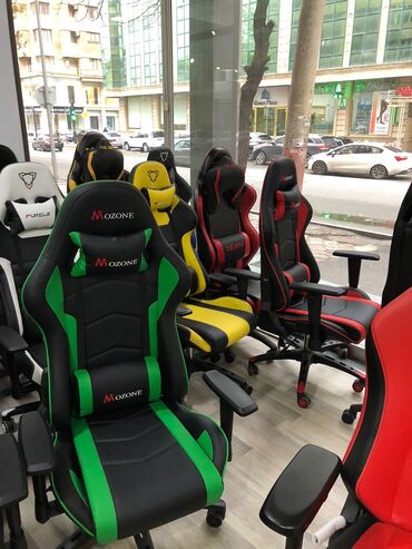 Ofis və oyun kresloları: Yeni, Təkərli, Qolları tənzimlənir, Parça — 17