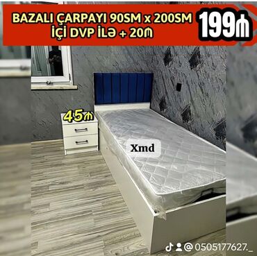 Çarpayılar: Yeni, Təknəfərlik çarpayı, Bazalı, Matras ilə, Azərbaycan — 9
