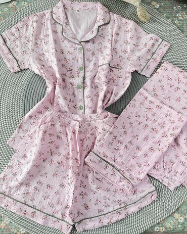 Пижамы: Пижама, Муслин, Китай, На пуговицах, 2XL, M, L — 6