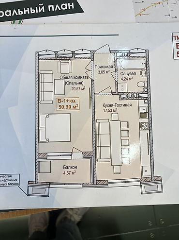 Продажа квартир: 1 комната, 51 м², 106 серия улучшенная, 8 этаж, ПСО (под самоотделку) — 1
