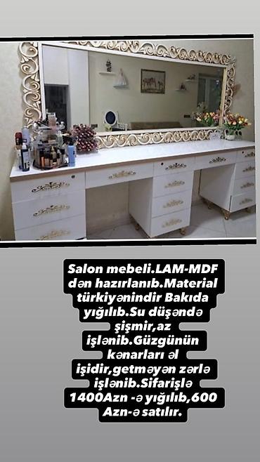 salon mebelleri ikinci el: Salon mebeli – güzgülü makiyaj/iş masasının dəsti. Xüsusiyyətlər: - — 1