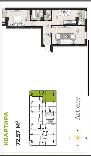 недостроеные дома: 2 комнаты, 72 м², Элитка, 11 этаж, ПСО (под самоотделку)