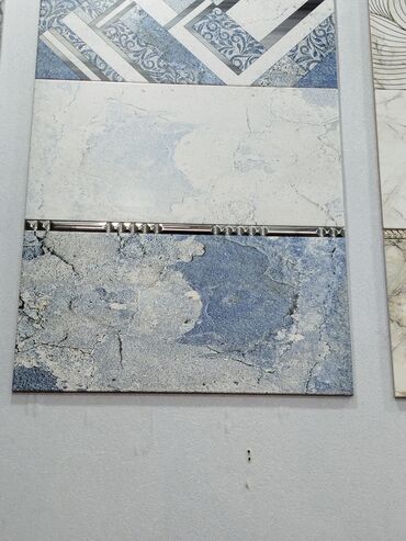 вагонка на пол: Mavi-boz tonlarda keramika divar plitəsi seti. - Dizayn: Üst hissədə