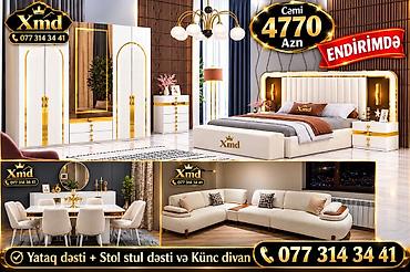 - Komplekt: Yataq dəsti + Stol-stul dəsti + Künc divan - Qiymət: Cəmi