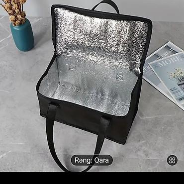 İzotermal termal çanta – Qara rəng - Ölçü: 41 x 26 x 33 sm - Daxili