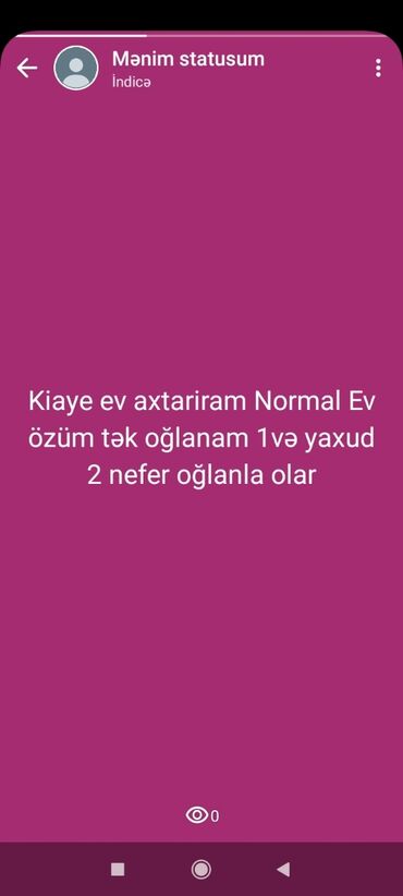 Uzunmüddətli kirayə mənzillər: Kiraye ev axtariram tək oglanam ucuz qiymete olsa yaxşi olar